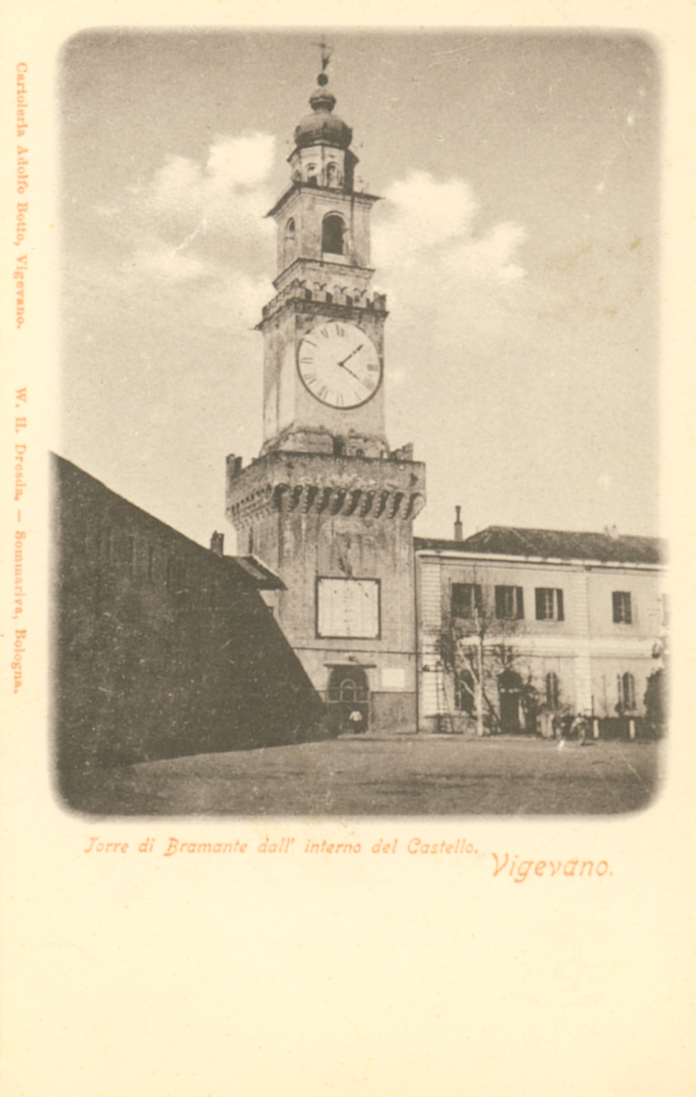 Vigevano, cartolina d’epoca della Torre del Bramante
