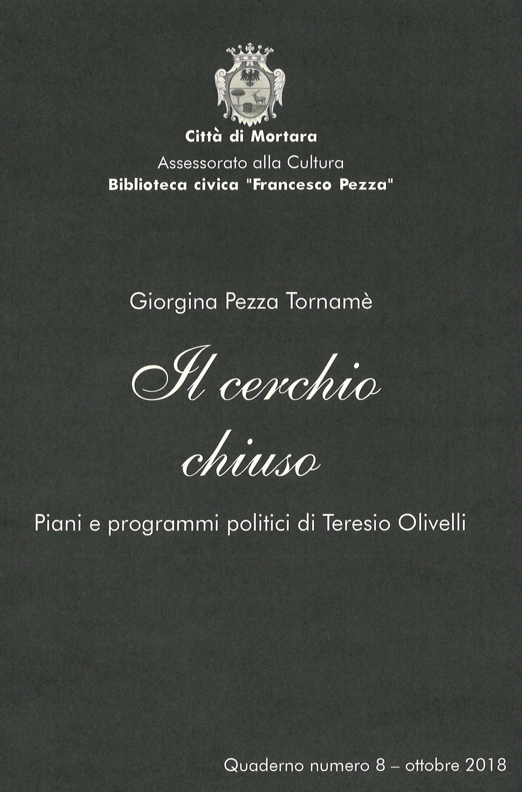 Quaderno n. 8 della Biblioteca civica “F. Pezza”, ottobre 2018